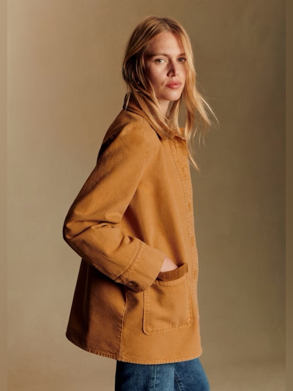 NWOT Sezane Gabin Jacket Light Camel Size 4/Small - Picture 2 of 11